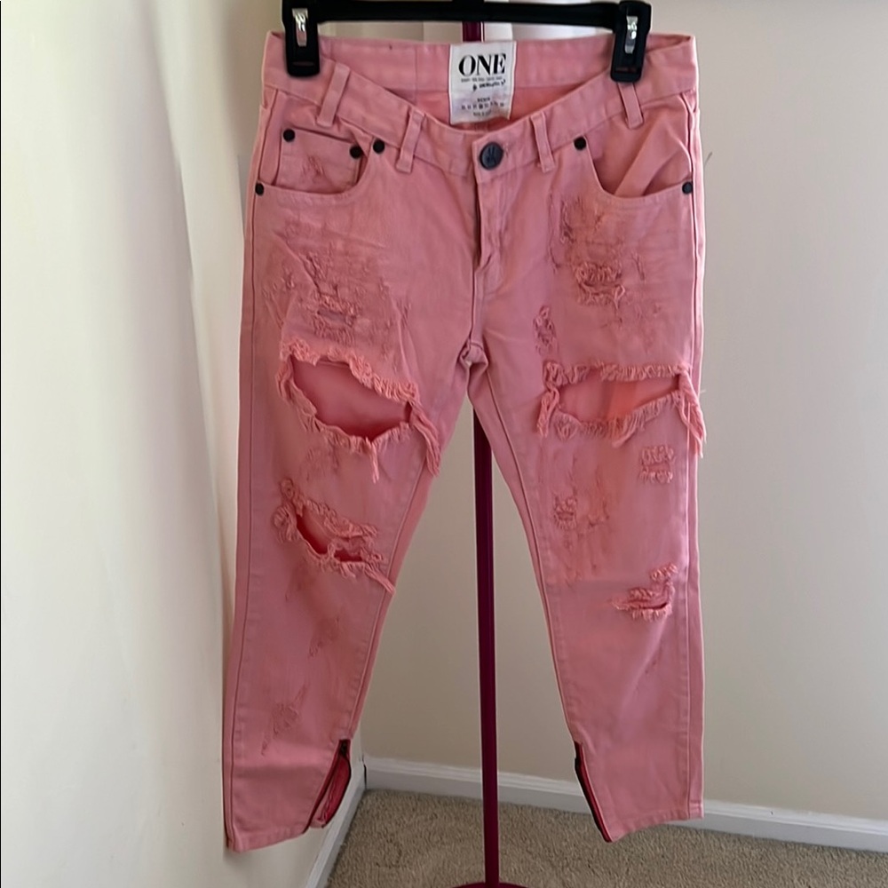 One teaspoon Women's Distressed Pink Jeans size 26